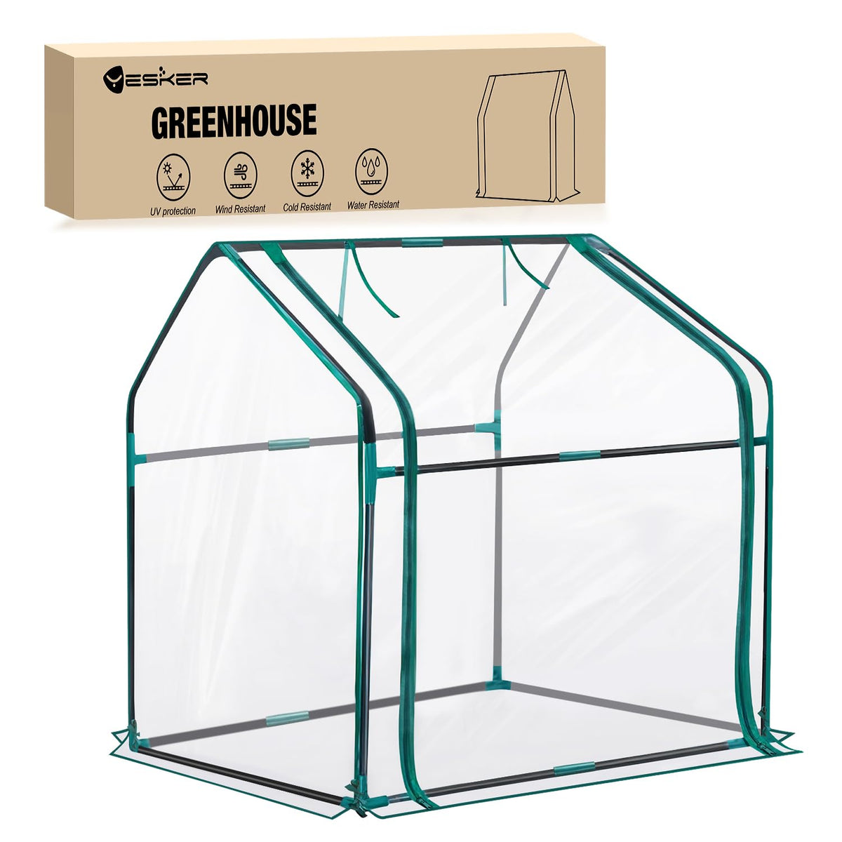 Yesker Mini Greenhouse 36"x18"x33" Portable Small Green House for Indoor Outdoor Greenhouses with PVC Cover Compact Greenhouses Kit for Winter Gardening Balcony Patio Outside Backyard Plant Protection