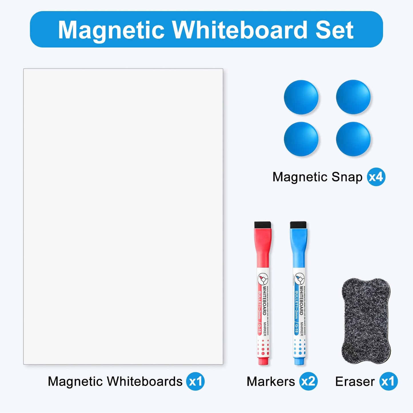 Magnetic Whiteboard for Fridge, 24" x 16" Dry Erase Board Set with Markers & Eraser, Strong Magnet & Stain-Resistant Surface, Fridge Calendar for Notes, Grocery List, Meal Planning & Family Schedule