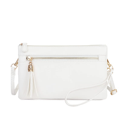 Solene Women's Lightweight Multi Compartment Wristlet Clutch Wallet Crossbody Bag - (WU021-WHITE)