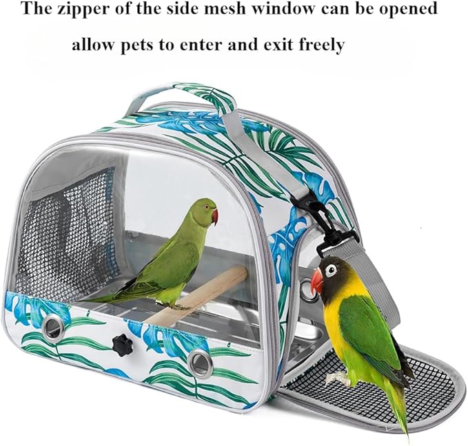 Portable Parrot Bag Bird Backpack with Perch for Birds Cage Side Window Foldable Samll Pet Travel Cage Bird Supplie J5j6 (Printing)
