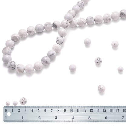 BEADIA Natural White Howlite Stone Round Loose Semi Gemstone Beads for Jewelry Making 8MM 44PCS