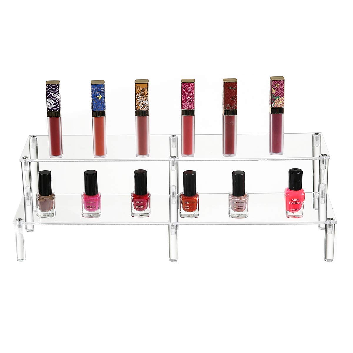 BYCY 2 Tier Clear Acrylic Display Stand Cupcakes Holder, Dessert Display Riser for Great Event, Birthday Party, Wedding Party ( 1 Pack - 16" X 6.9" X 4.25" )