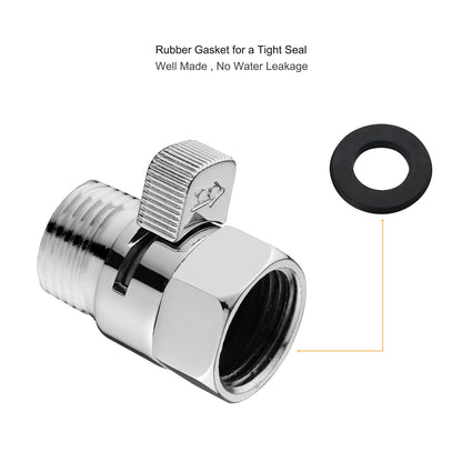 Chrome Water Flow Control Valve, G1/2" Shower Head Flow Control Valve, Brass Shut Off Valve for Handheld Shower, Water Pressure Regulator Replacement for Shower System