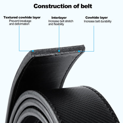 Drowsmen Leather ratchet belt 1 3/8" with Click Sliding Automatic Buckle, Adjustable belt Trim to Fit (Carbon Fiber M Belts, 28"-34" Waist Adjustable)