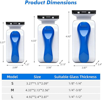 Rise Torrent Aquarium Magnetic Glass Cleaner, Fish Tank Algae Scraper Brush Cleaning Tool for 1/4"-1/2" Thickness Glass, Floating Scrubber Brush Cleaner for Acrylic, 1 Detachable Scraper, Large