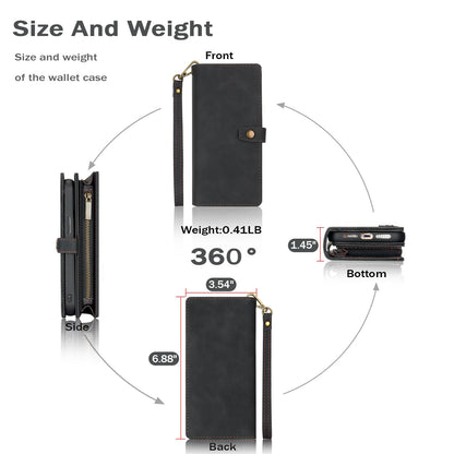 TwoHead for Samsung Galaxy S24 Ultra Wallet Case with Card Holder, Detachable Magnetic Phone Case for S24 Ultra,PU Leather All-Round Protective Phone Case Wallet with Wrist Strap,Black