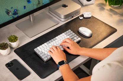 Satechi Vegan Leather Desk Mat, Large Mouse Pad Scratch and Water Resistant, Easy to Clean, Desk Pad for Office and Home, 26.8” x 12.4” x 0.1” - Black