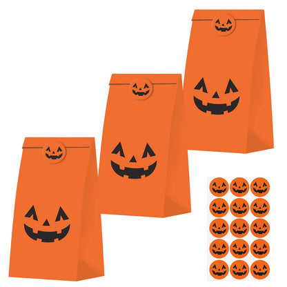 Keringo 30 PCS Halloween Pumpkin Gift Bags - Tote Party Favor Trick or Treat Bags for Pumpkin Decorations