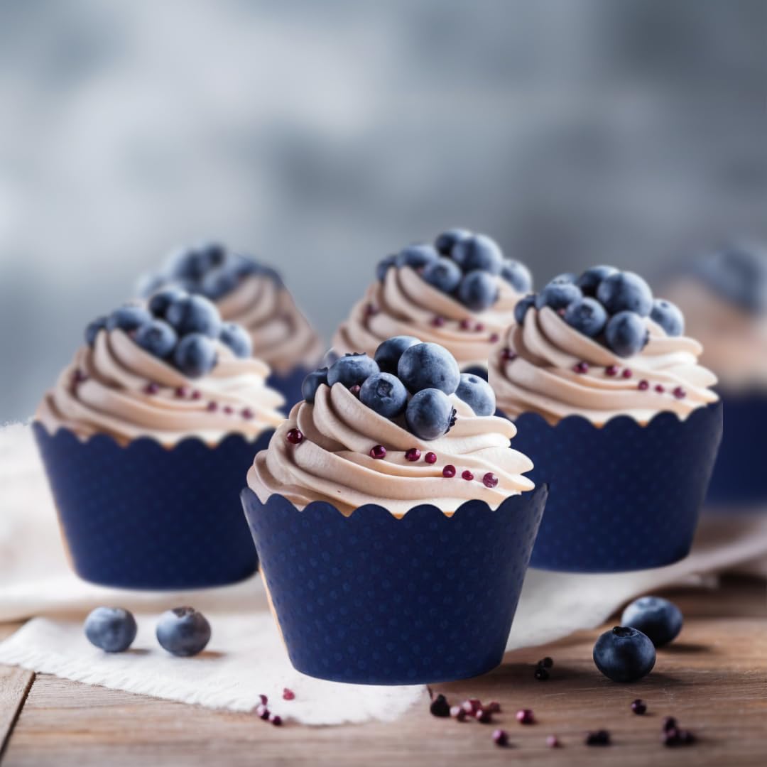Dress My Cupcake Navy Blue Cupcake Liners 50-Pack Graduation Standard Size Blue Cupcake Wrappers, Weddings, Baby Showers, and Birthday Parties, Elegant Dark Navy Paper Muffin Cups