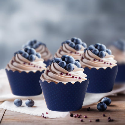 Dress My Cupcake Navy Blue Cupcake Liners 50-Pack Graduation Standard Size Blue Cupcake Wrappers, Weddings, Baby Showers, and Birthday Parties, Elegant Dark Navy Paper Muffin Cups