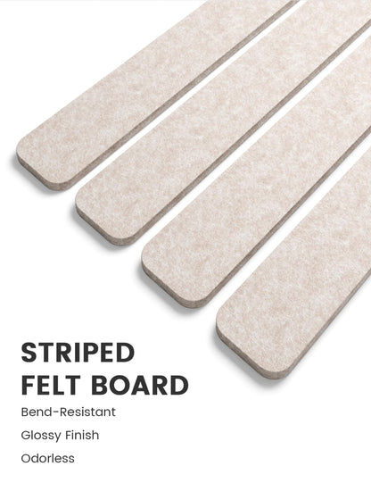 Fluxynara Cork Board Alternative Felt Strip Board 8-Pack 13"x2", Office Pin Board with 50 Push Pins, Adhesive Install for Bedroom Door & Home Office (Oatmeal)