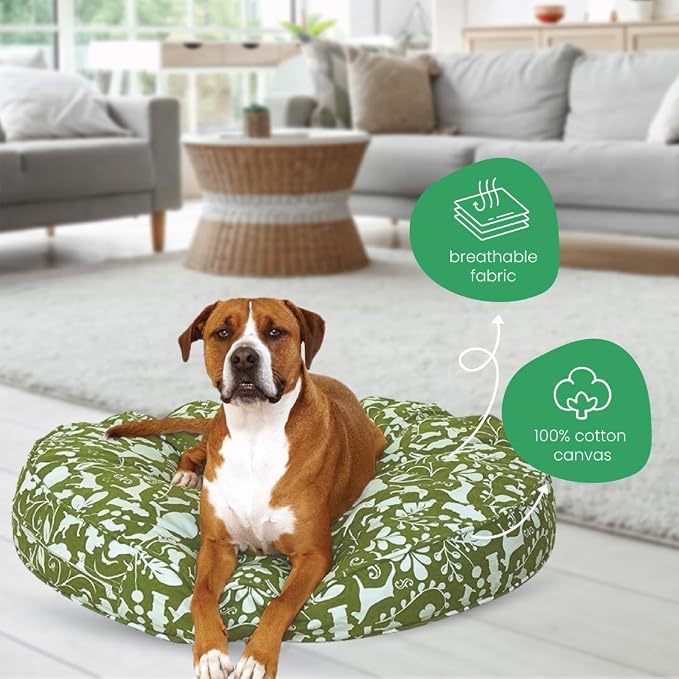 Molly Mutt Amarillo by Morning Dog Bed Duvet Cover, GOTS-Certified 100% Organic Cotton Canvas Cover for Dog, Puppy, or Cat Bed, Durable, Washable, and Free of Harmful Chemicals, Round, 36"x5"