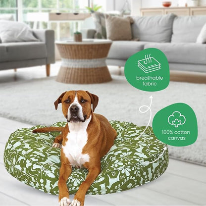 Molly Mutt Amarillo by Morning Dog Bed Duvet Cover, GOTS-Certified 100% Organic Cotton Canvas Cover for Dog, Puppy, or Cat Bed, Durable, Washable, and Free of Harmful Chemicals, Round, 36"x5"