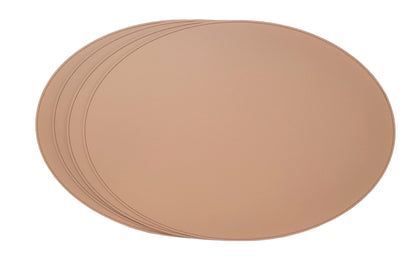 Nikalaz Oval Placemats Set (Pack of 4) Recycled Leather Table Mats 18 x 13 inches (45.7 x 33 centimetres), Kitchen Dining Table Decor by Nikalaz (Camel Light)