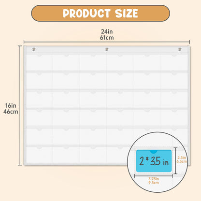 AKAYOK 2'' x 3.5'' Business Card Holder Sleeve - 36-Pocket Card Organizer for Social Security Cards, Credit Cards, IDs & More | Transparent Hanging Pocket Chart for Effortless Organization & Storage