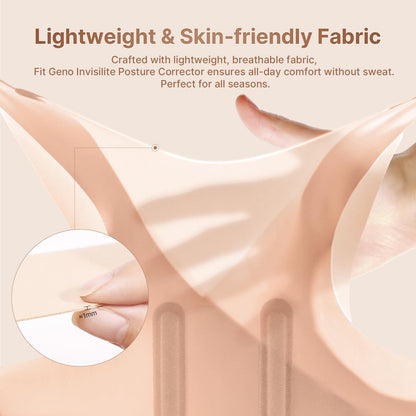 Fit Geno Posture Corrector for Women Invisilite: Invisible Lightweight Back Brace for Neck Shoulder & Upper Back Pain Relief - Improve Posture Correct Hunchback Slouching Under Clothes Medium/Large