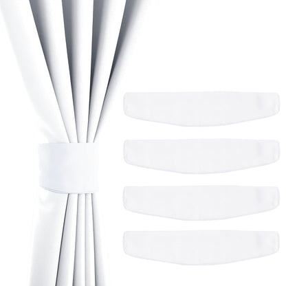 NICETOWN Strong Magnetic Curtain Tiebacks - Modern Simple Style Curtain Ties Backs Holdbacks Holders for Indoor/Outdoor Curtains (White, 18.5 X 4 Inches, Set of 4)