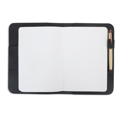 CestAntiQ, Leather Journal Cover | (5.75"x8.25") Notebook Medium A5 | Refillable Cahier | Leather Bound Journal cover for Travelers Writers | Gift for Anyone (Black)