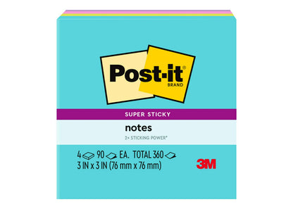 Scotch and Post-it brand office essentials kit, business and teacher supplies set with super sticky notes, super hold tape, magic tape, flags, sharp scissors, multicolor
