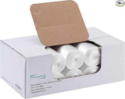 TYPLASTICS 20-30 Gallon Clear Trash Can Liners