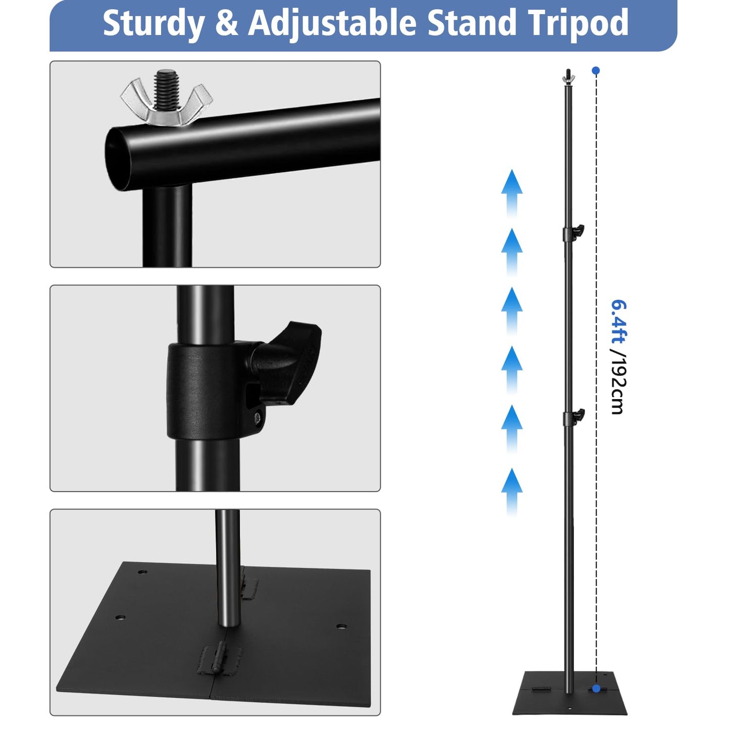SLOW DOLPHIN Pipe and Drape Photography Backdrop Stand Kit Adjustable Photo Background Stand 10ft x 6.5ft with Metal Base for Parties Weddings Birthday Party Events Photo Booth