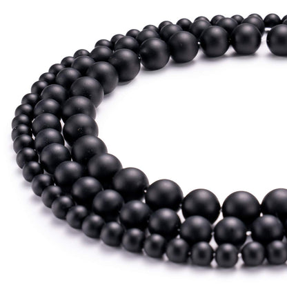 BEADIA Matte Black Onyx Natural Stone Round Loose Semi Gemstone Beads for Jewelry Making 6MM 61PCS