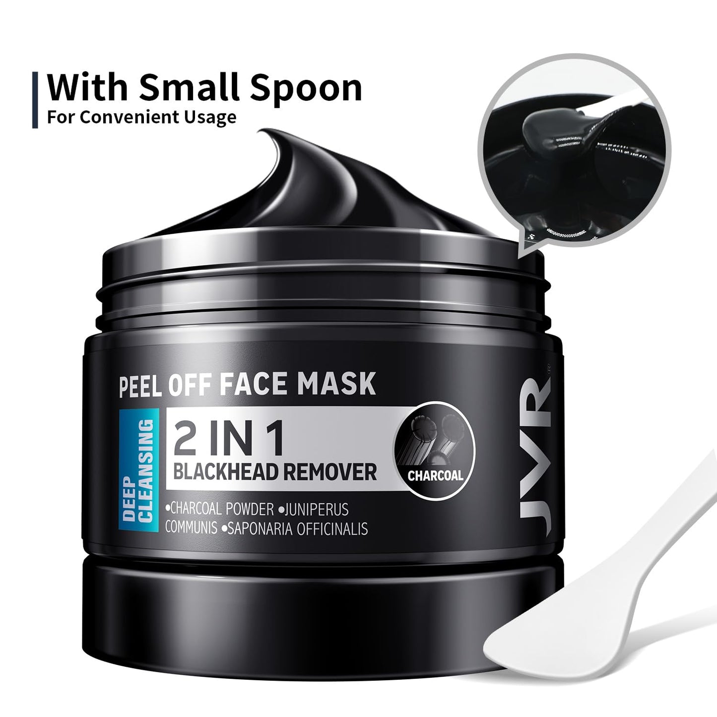 JVR Peel Off Face Mask, Blackhead Remover Mask for Men, Charcoal Peel Off Black Mask, Facial Mask Purifying and Deep Cleansing for All Skin Types 4.23 OZ