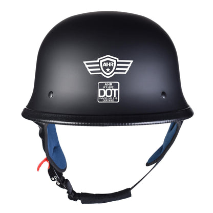 AHR Motorcycle Helmet German Style Half Helmet for Bike Cruiser Scooter Chopper Half Face Helmet for Men Women DOT Approved, Run-G (Matte Black, L)