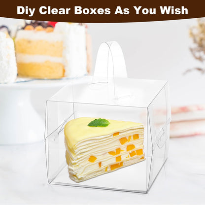 Limbeuuu 20Pcs Transparent Bakery Boxes with Handles, Mini Clear 5in 6in Cake Boxes,Clear gift box,Treat Box for Cake Chocolate Donut,Pastries,Cookies(6x6x5 in)