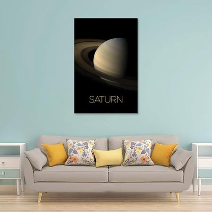 XIAOLOUTINYU Solar System Canvas Wall Art - Saturn Planet Space Poster for Kids Room Bedroom Classroom, STEM Educational Astronomy Decor, Science Gift for Boys Girls Teens, 16x24 Inch Unframed