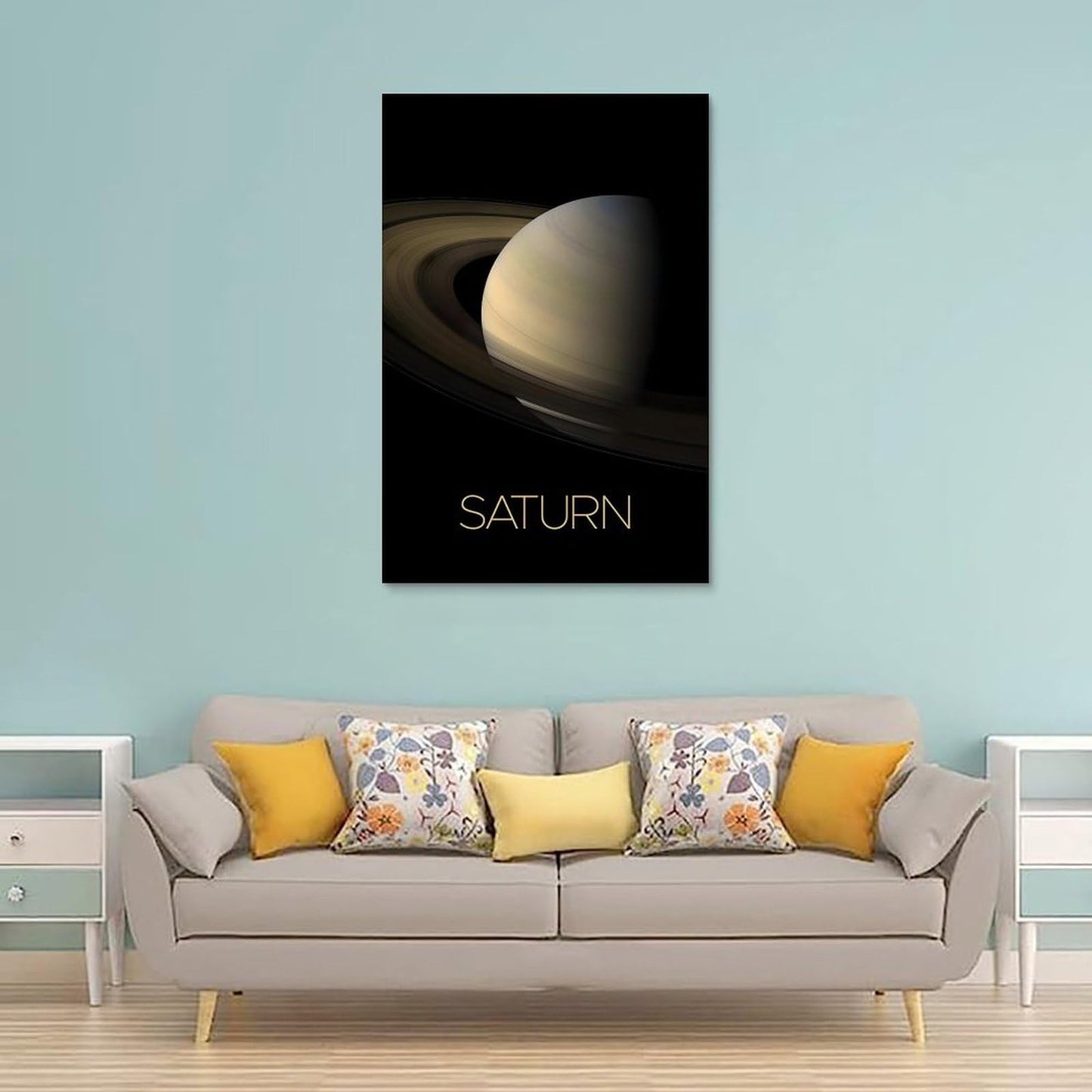 XIAOLOUTINYU Solar System Canvas Wall Art - Saturn Planet Space Poster for Kids Room Bedroom Classroom, STEM Educational Astronomy Decor, Science Gift for Boys Girls Teens, 12x18 Inch Unframed