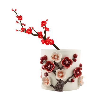 Gueiddi Flower Pot, 5 Inch Cute Plant Pots with Plum Blossom Design, Resin Decorative Flower Pots with Drainage for Indoor Plants, Succulents, Home and Garden Decor