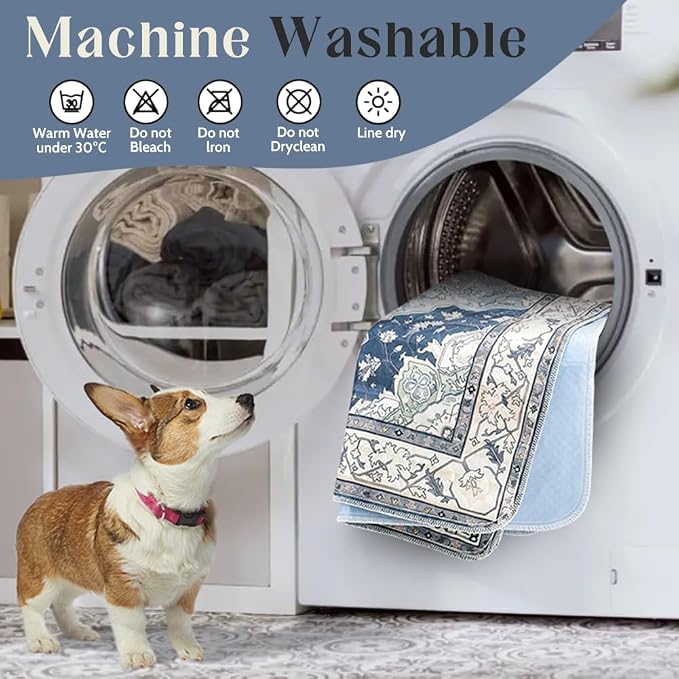 Washable Pee Pads for Dogs, 2 Pack Reusable Puppy Training Pads 36"x36" Super Absorbent Waterproof Dog Training Pads, Non-Slip Potty Pads, Whelping Pads Litter Mat Navy & Ecru