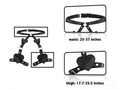 Punk&Gothic PU Leather Adjustable Thigh Harness Belt for women,Leather Thigh Body Garter Strap for Halloween Accessories,Harness Straps for Dates,Nightclub,Music Festivals,Rave Parties,Cosplay (black)