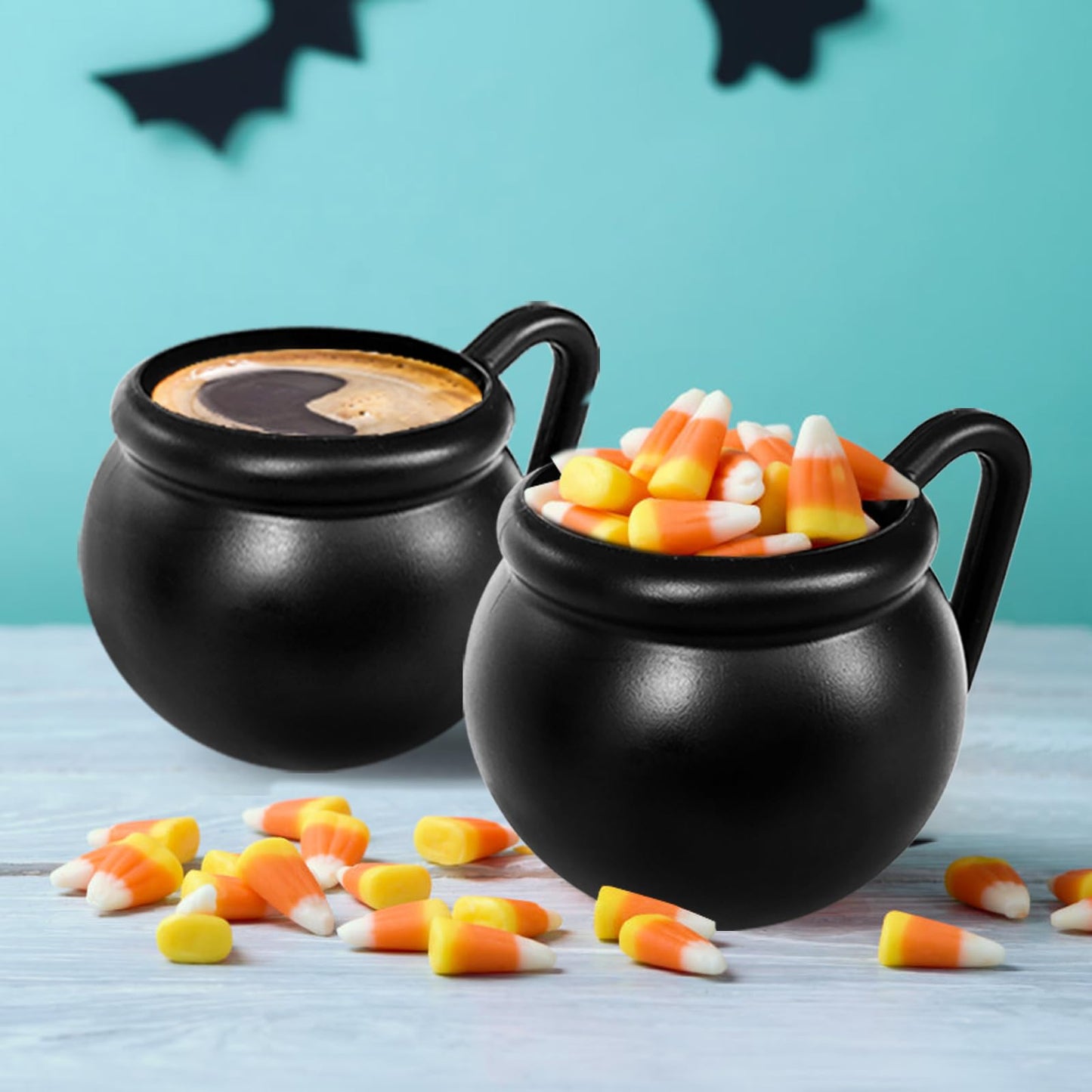 Baaxxango 12 PCS 15 oz Cauldron Mugs,Plastic Black Cauldron Pot Cups,Witches Brew Mug for Drinks,Halloween Party Favors,St Patricks Day Party Gift Supplies