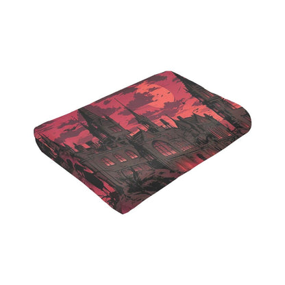 Gothic Blanket for Women Men, Super Soft Funny Cool Red Castle Halloween Gothic Bat Throw Blanket Gifts for Kids Adults, Warm Cozy Fuzzy Plush Fleece Flannel Goth Blankets 50"x40" for Couch Bedding