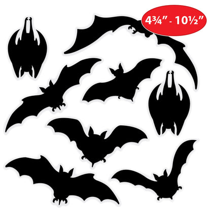 Beistle 4 Sheets (32 Pieces) Black Bat Window Clings - Eerie And Haunting Halloween Decorations, Made In USA Since 1900
