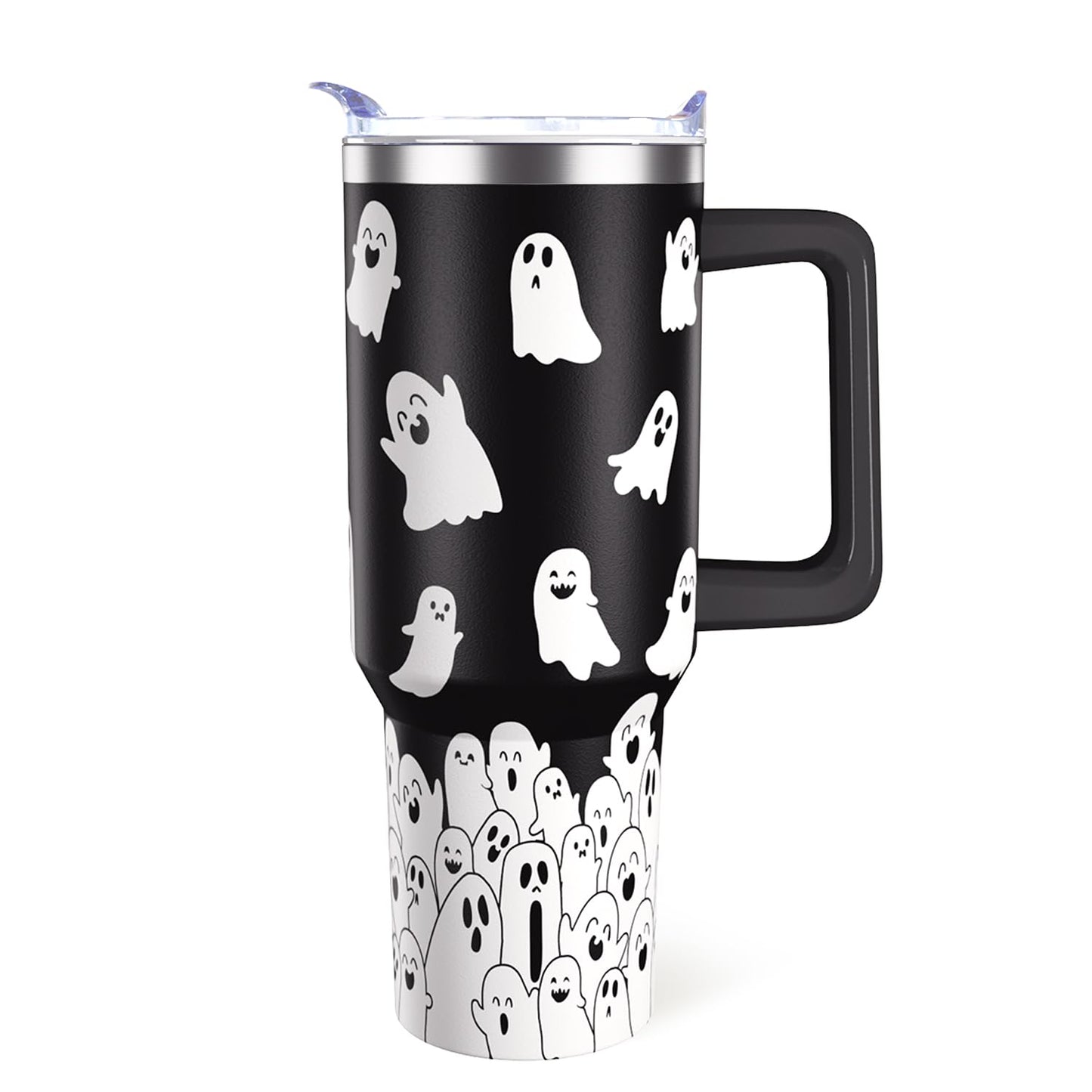 Hqhzaha Halloween Tumbler 40oz Cute Ghost Spooky Tumblers with Lid and Straw Halloween Spooky Gifts for Women Men Stainless Steel 40 Oz Coffee Cup Cute Spooky Gift for Adults