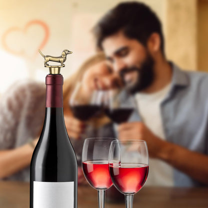 LULLEA Dachshund Wine Bottle Stopper for Wine Champagne, Dachshund Gifts Wine Gifts for Men Dad Women Sausage Dog Lovers, Birthday Gifts, Father Day Gifts, Christmas Gifts, Bronze