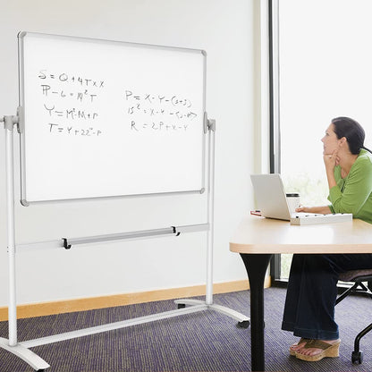 VIZ-PRO Double-Sided Magnetic Mobile Whiteboard, 48 x 36 Inches