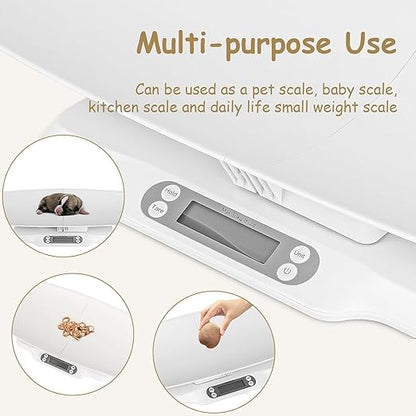 Digital Pet Scales with Detachable Tray – Accurate Baby Weighing Scales for Infants & Toddlers, Clear LCD Display, Tare & Hold Functions, Ideal Puppy Scales for Cats, Dogs, Kittens, Up to 30KG/66LB