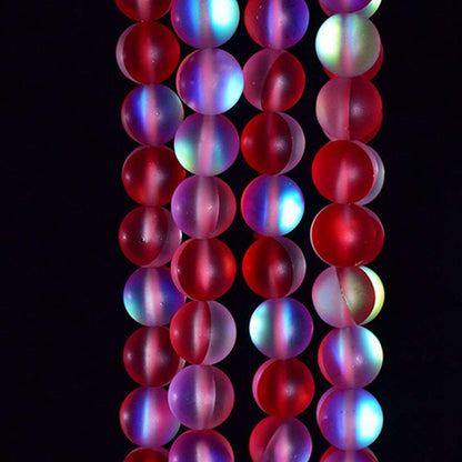 Asingeloo 48PCS 8mm Natural Red Mystic Aura Quartz Gemstone Frosted Matte Titanium Round Loose Spacer Beads 15 inch Full Strand Crystal Healing Power Quartz