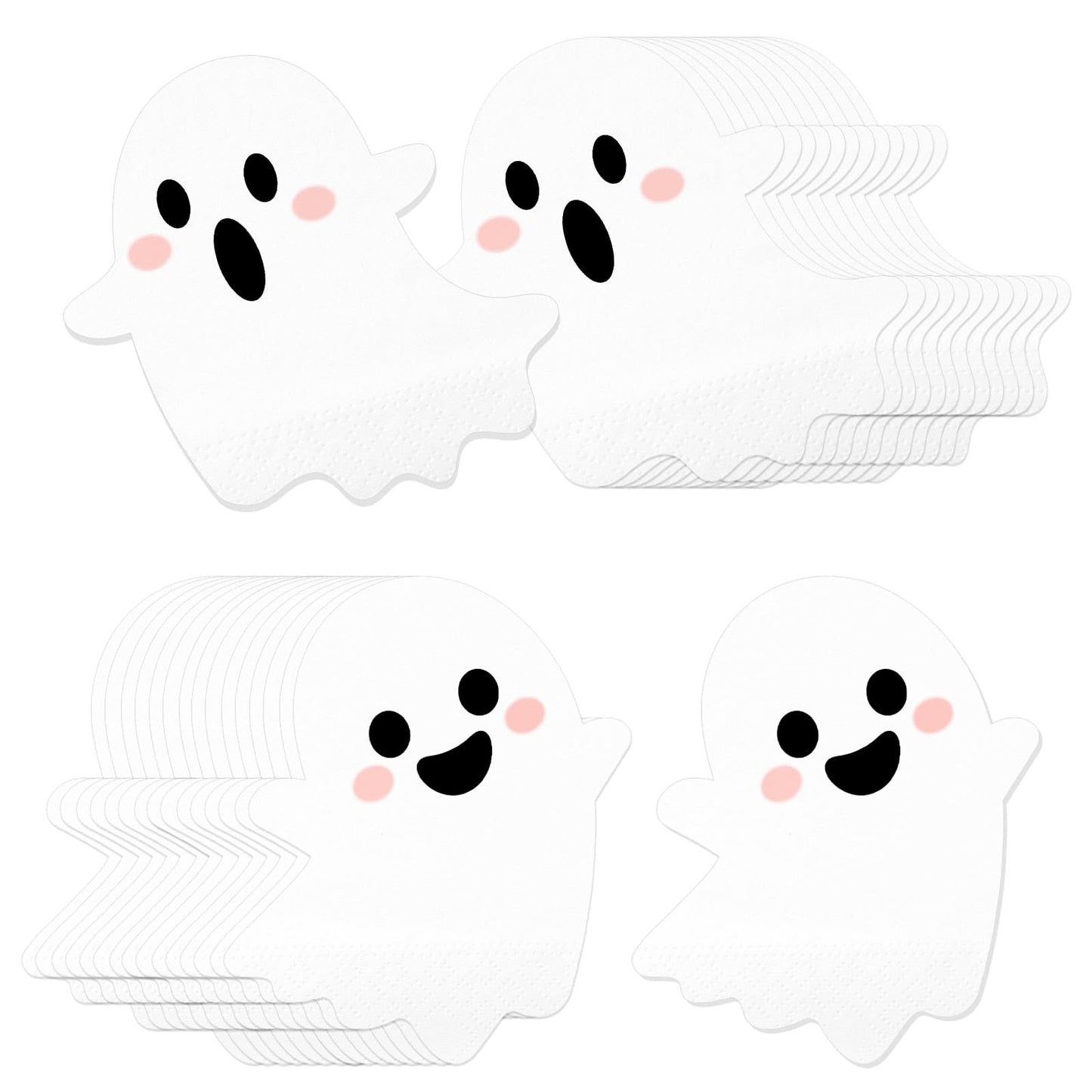Halloween Ghost Napkins | 100pcs White Disposable Paper Napkins | Kids Spooky Party Decorations - Boo Decor