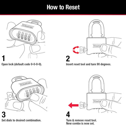 Master Lock Brass Combination Lock, Gate Lock for Outdoor Fence or Shed, Customizable Combination Padlock with Extended 2-1/4-Inch-Long Shackle, 175DLH