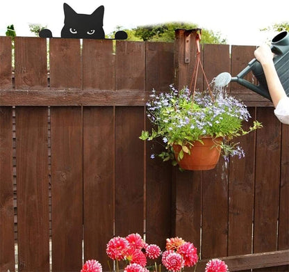 OYMOMYO Metal Yard Art Decor - Black Cat Silhouette Statue, Outdoor Garden Ornaments, Cat Lovers Gift, Spring Decor