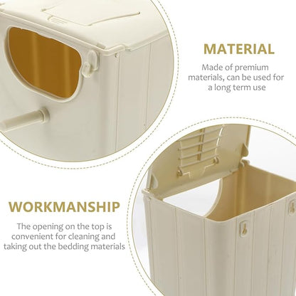 Mikikit Bird Breeding Box Plastic Nest with Hinged Lid for Cockatiels Parakeets and Lovebirds Cage Mounted Breeding Resting Box 5.11X5.11X3.93 Inches