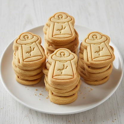 BAKERLOGY UFO Abduct Man Mini Cookie Cutter and Stamp Set – Alien Spaceship Biscuit Cutter Fondant Embosser for Sci-Fi Baking, Halloween Cupcake Toppers, Abduction Dessert Decoration Tool