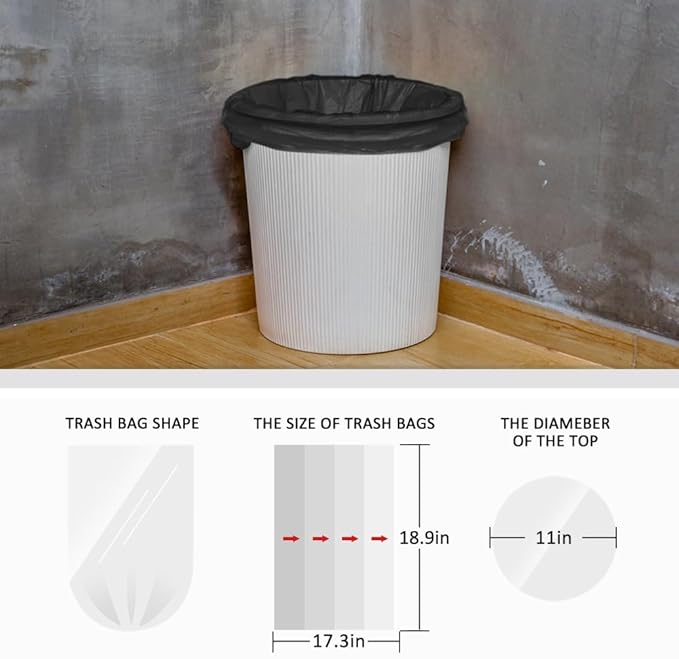 Teivio Trash Bags, 3 Gallon, for Bathroom, Industrial, Commercial, Janitorial