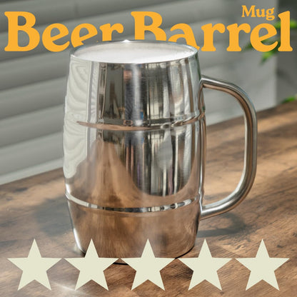 Silver Beer Mug 500ml for Men & Home Bar | Stainless Steel Beer Cup with Matte Interior & Polished Silver Exterior | Durable Large Beer Stein for Beer, Ale & Cocktails | by L’escape Artiste