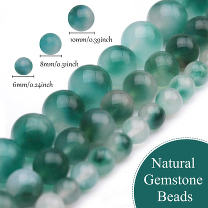 6mm Natural Stone Beads 65pcs Flower Jade Polished Round Smooth Crystal Loose Gemstone Beads for Jewelry Making DIY Bracelet Necklace Earring Crafts Supplies